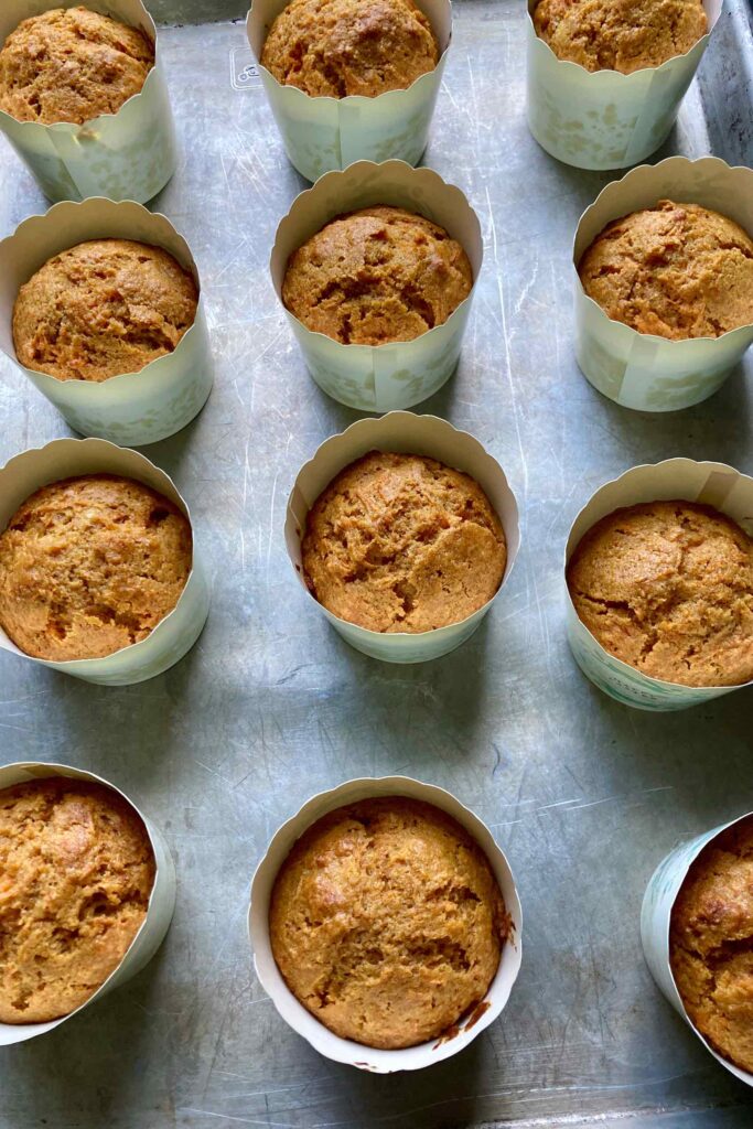 Cooling carrot cake cupcakes