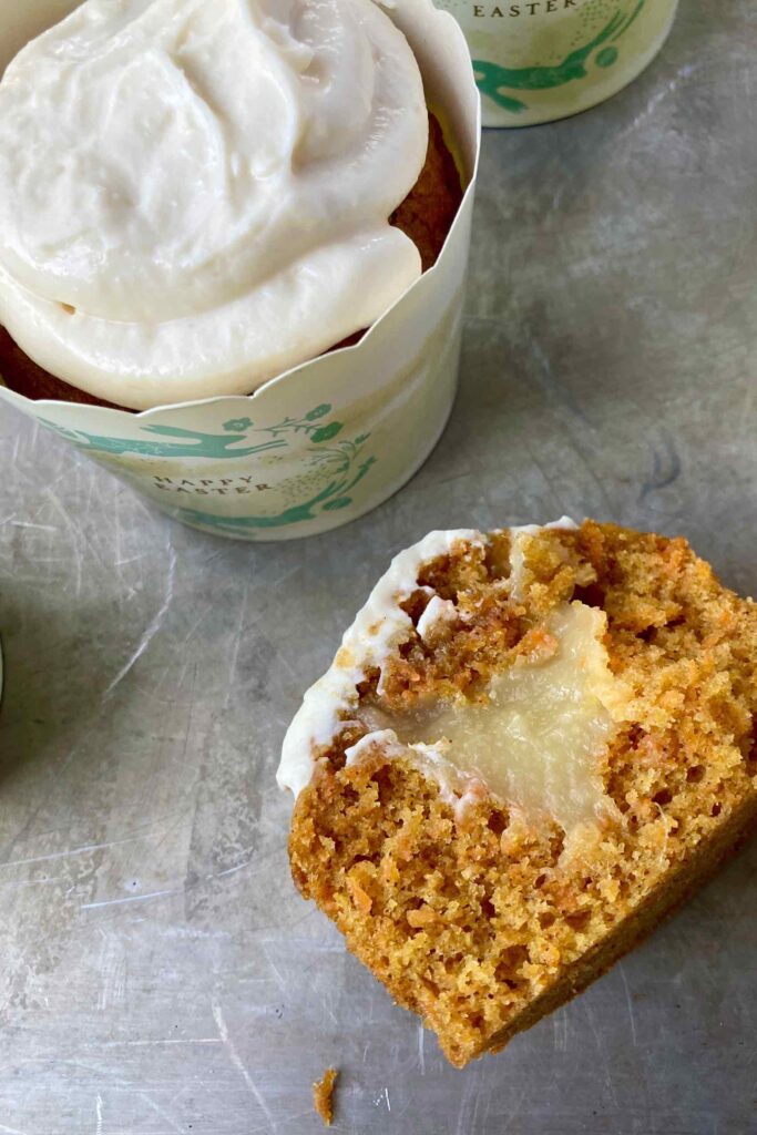 Pineapple filled carrot cake cupcake