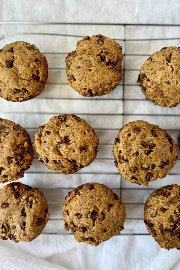 Chocolate chip flaxseed muffins