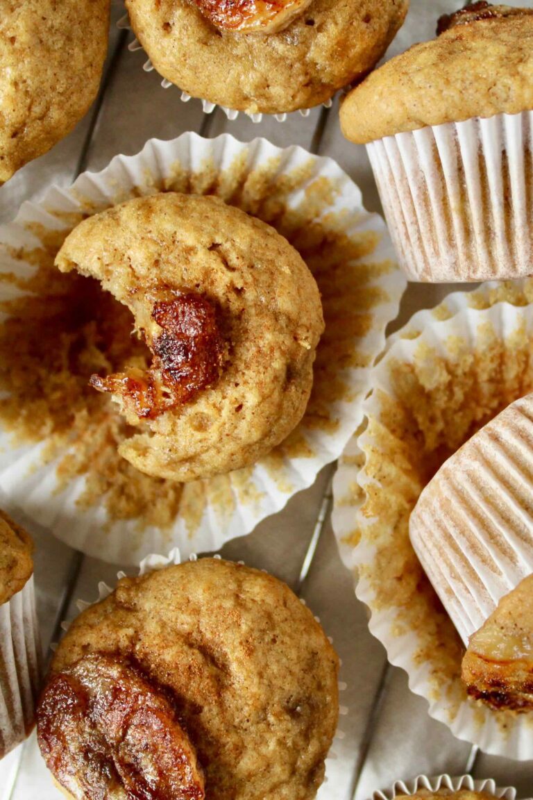 banana mini muffin with a bite out of it