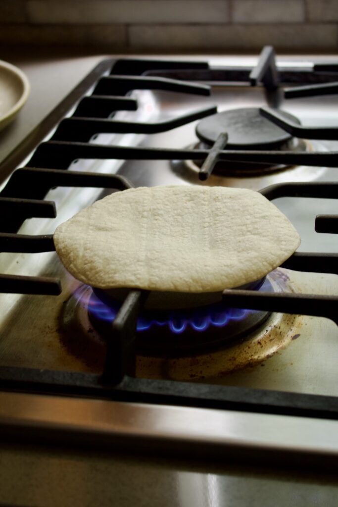 Tortilla on burner