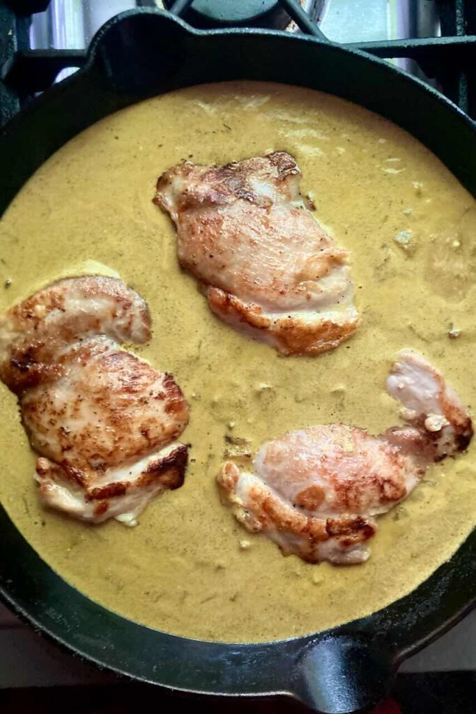 Creamy Cast Iron Curried Chicken Thighs (Minimal Ingredients)