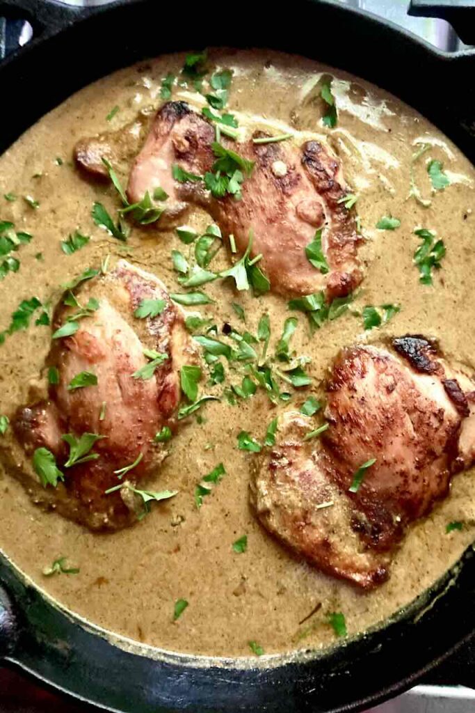 Creamy Cast Iron Curried Chicken Thighs (Minimal Ingredients)