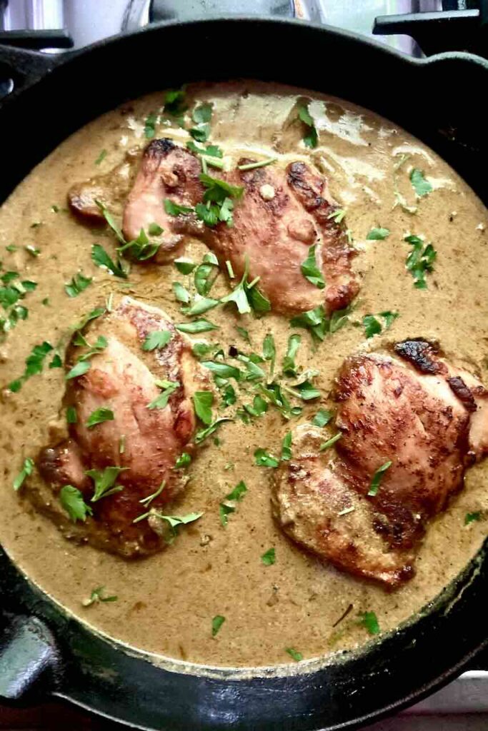 Creamy Cast Iron Curried Chicken Thighs (Minimal Ingredients)