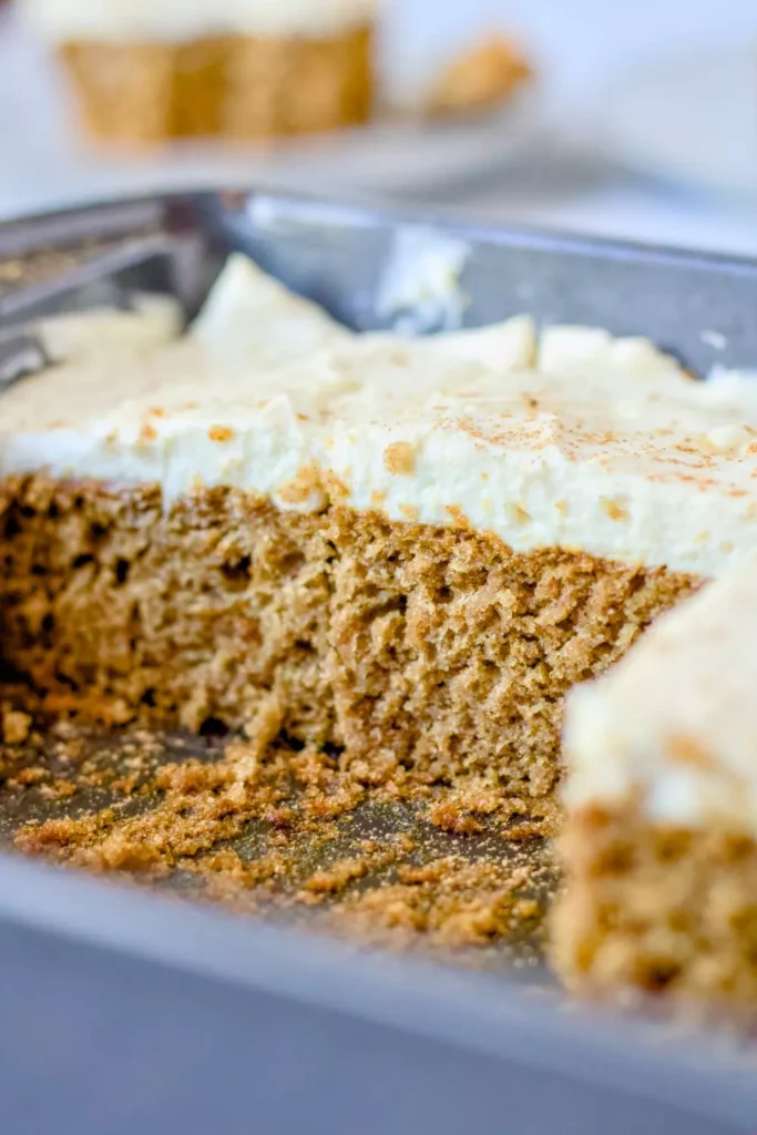 Healthy spiced applesauce cake with cream cheese frosting