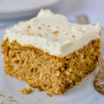 Healthy spiced applesauce cake with cream cheese frosting