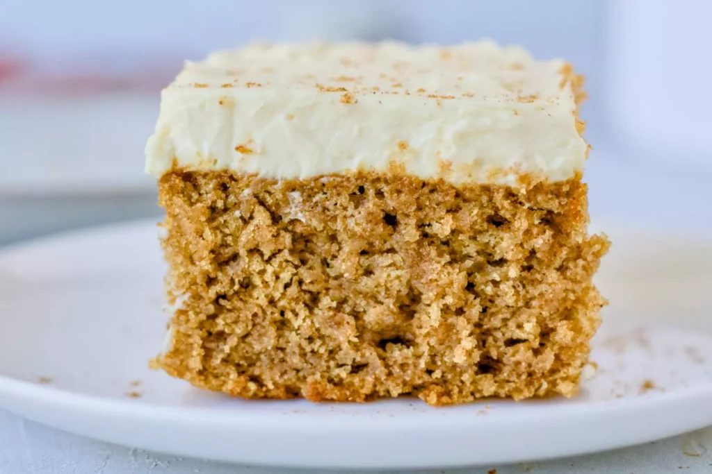 Healthy applesauce cake with cream cheese frosting