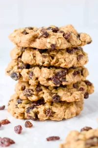 Low Sugar Whole Wheat Oatmeal Raisin Cookies