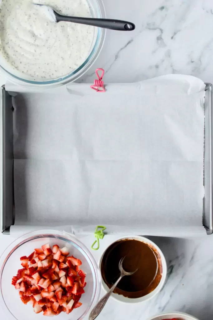 Frozen Chocolate Strawberry Chia Yogurt Bark