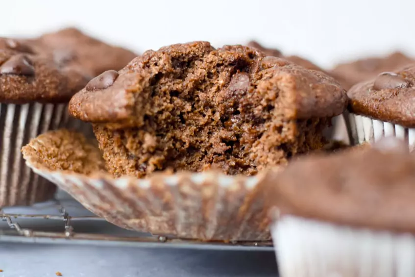 Chocolate Banana Yogurt Muffins with Chocolate Chips