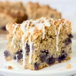 Whole Wheat Blueberry Coffee Cake with Lemon Powdered Sugar Glaze