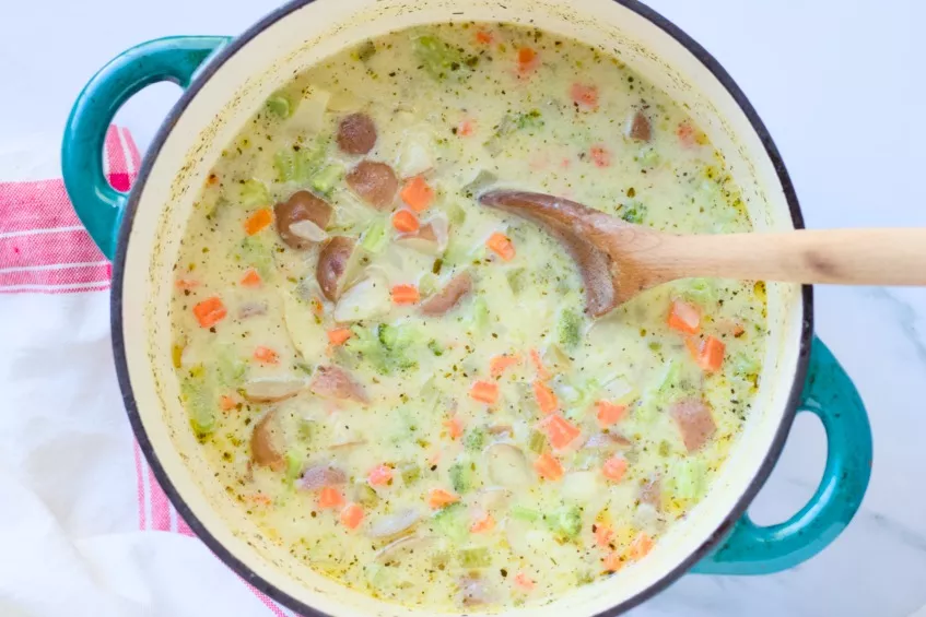 Pot of comforting vegetable soup